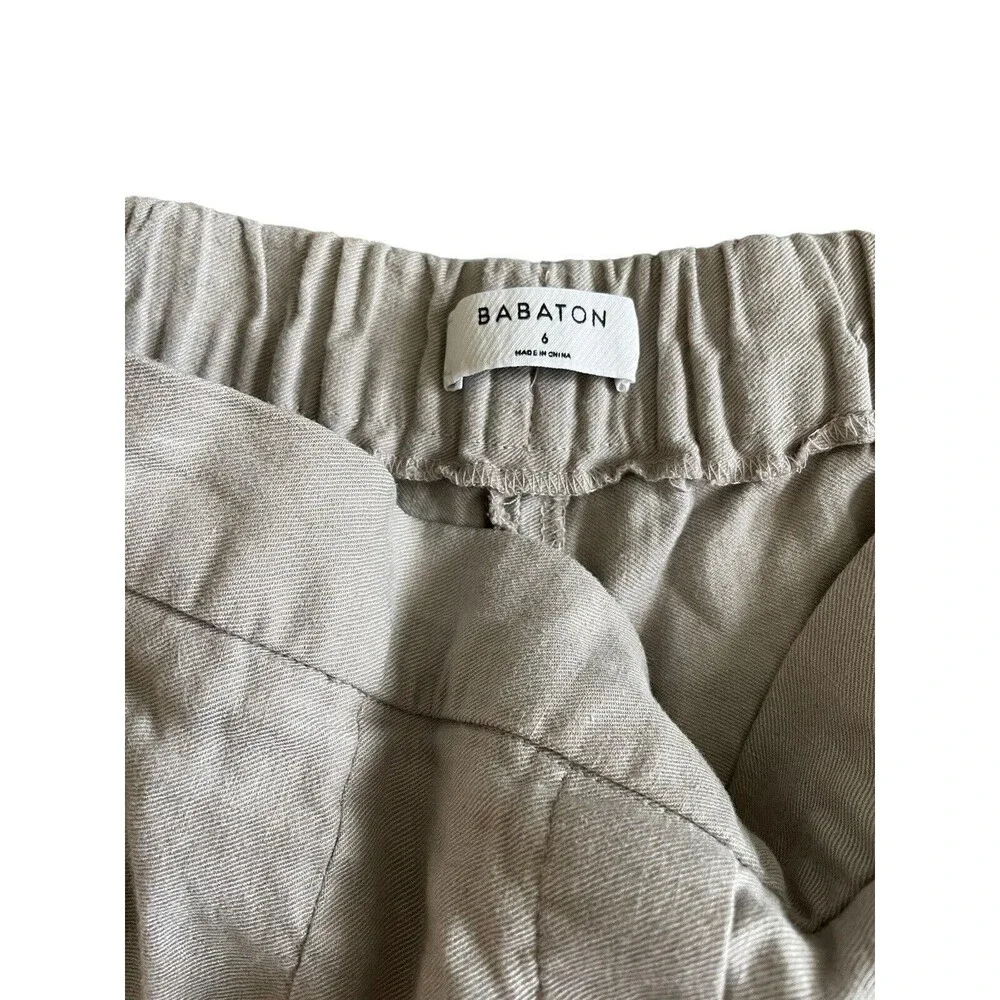 Aritzia Babaton Conan Pant Cropped‎ Linen Blend Dress Pants Beige Slim Trouser 6